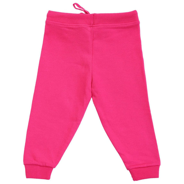 Bright pink kids cotton thermal leggings with elastic waistband and ribbed cuffs