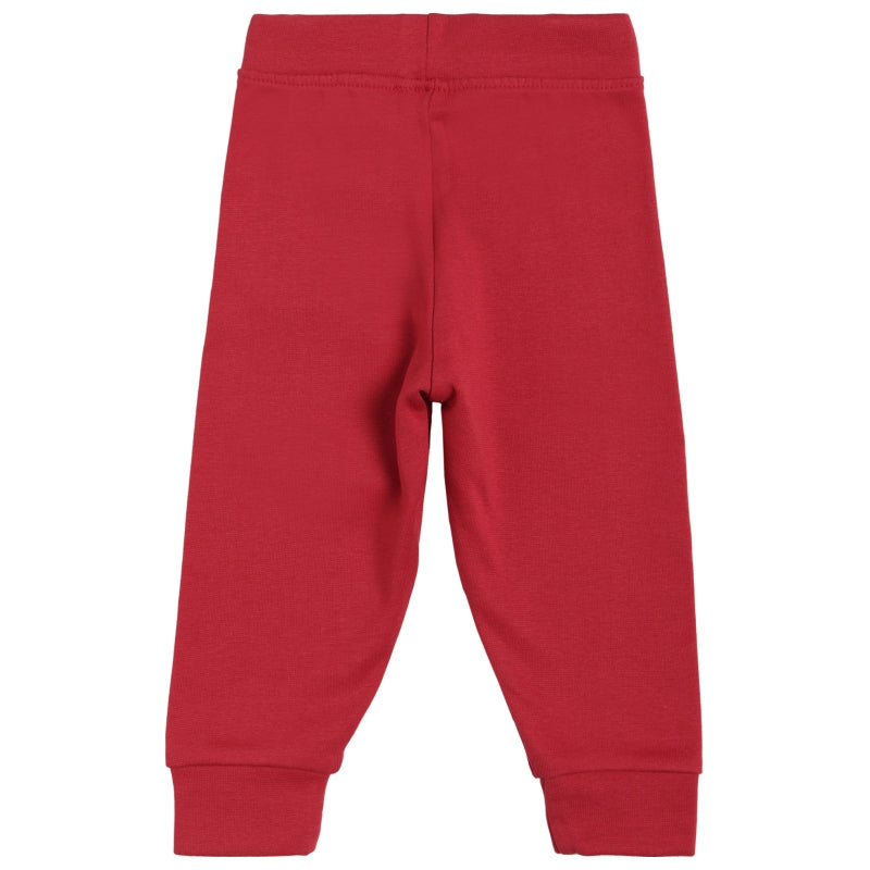 Red cotton kids leggings for innerwear or winter thermal wear, back view