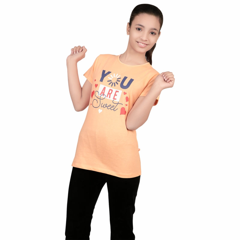 Girls Cotton T-Shirt Round Neck Half Sleeves Pack of 1 - Bodycare