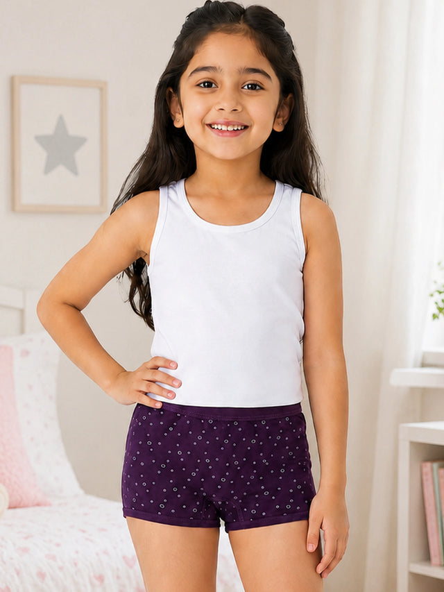 Girls Cotton Bloomers with Lycra Waistband and Ultrasoft Comfort Fit for Everyday Innerwear Use - Pack of 6