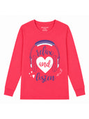 Girls 100% Cotton T-Shirt with Round Neck and Full Sleeves for Comfortable Casual Wear and Regular Use - Pack of 1