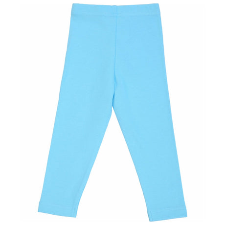 Light blue kids cotton leggings, full length, displayed on white background