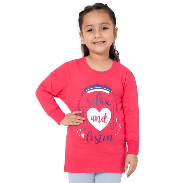 Girls 100% Cotton T-Shirt Round Neck Full Sleeves Pack of 1 - Bodycare
