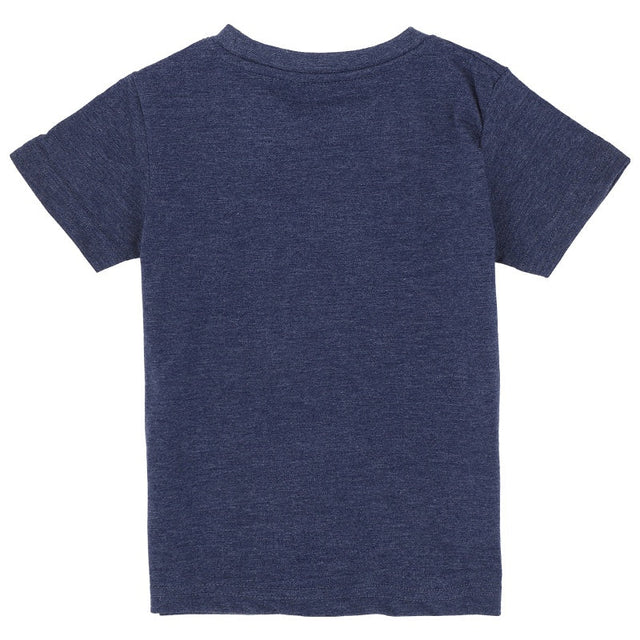 Kids navy blue short sleeve cotton t-shirt, back view, innerwear apparel