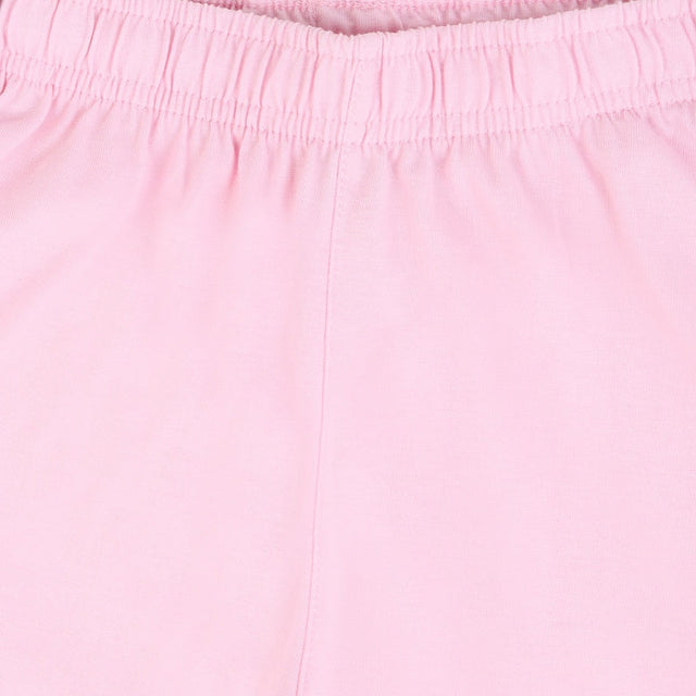 Close-up of pink cotton kids innerwear shorts with elastic waistband