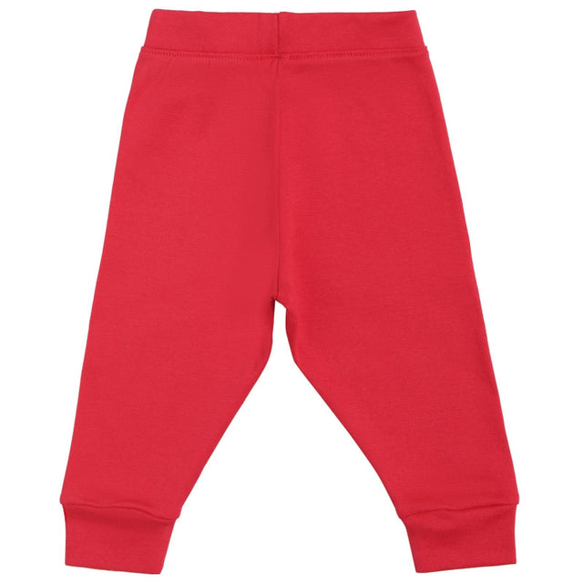 Red kids thermal leggings with elastic waistband, soft fabric, full length