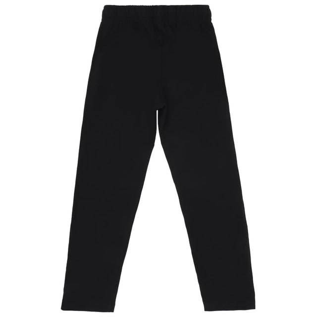 Black kids thermal leggings with elastic waistband, displayed on white background