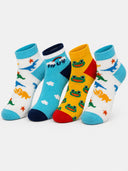 Boys Ankle Length Cotton Socks with Antibacterial Finish, Moisture Wicking Comfort and Sports Casual Use - Pack of 4
