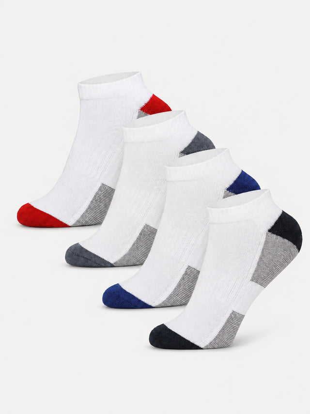 Boys Ankle Length Cotton Socks with Soft Stretchable Comfort, Moisture Wicking and Antibacterial Finish - Pack of 4