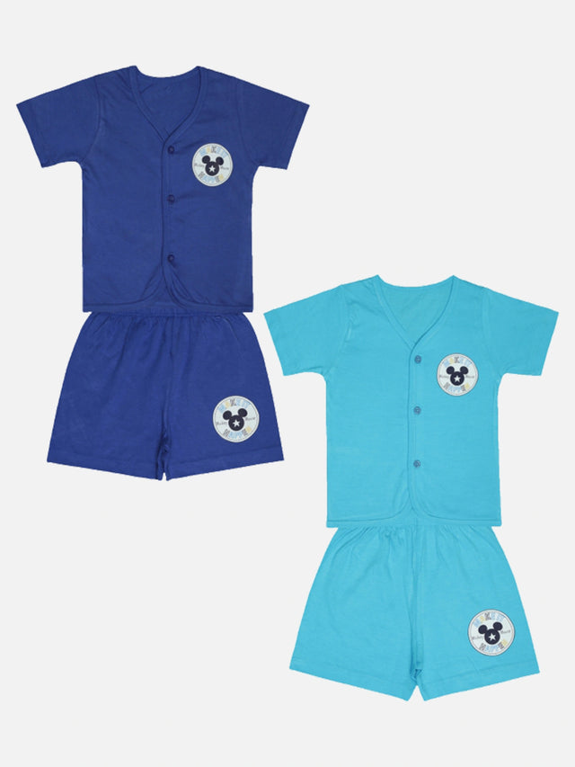 Baby 100% Cotton Front Open Half Sleeves Set for Easy Dressing, Casual Wear and Everyday Comfort Use