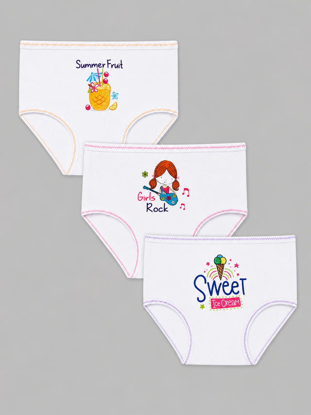 Girls Innerwear Panty with Top Elastic for Everyday Comfort, Easy Fit and Wardrobe Essentials - Pack of 3