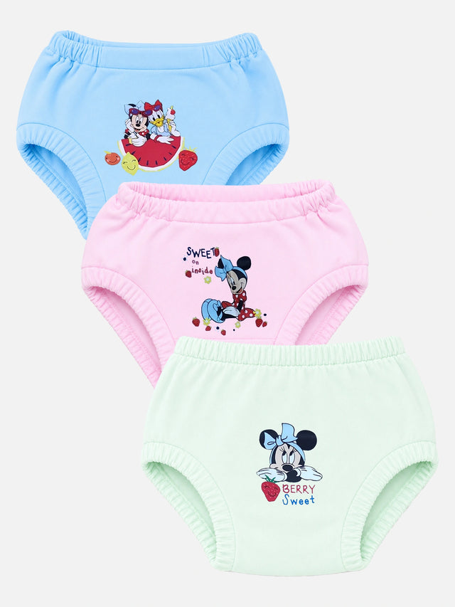 Baby Girls 100% Cotton Innerwear Panty with Inner Elastic, Soft Breathable Fabric and Everyday Comfort - Pack of 3