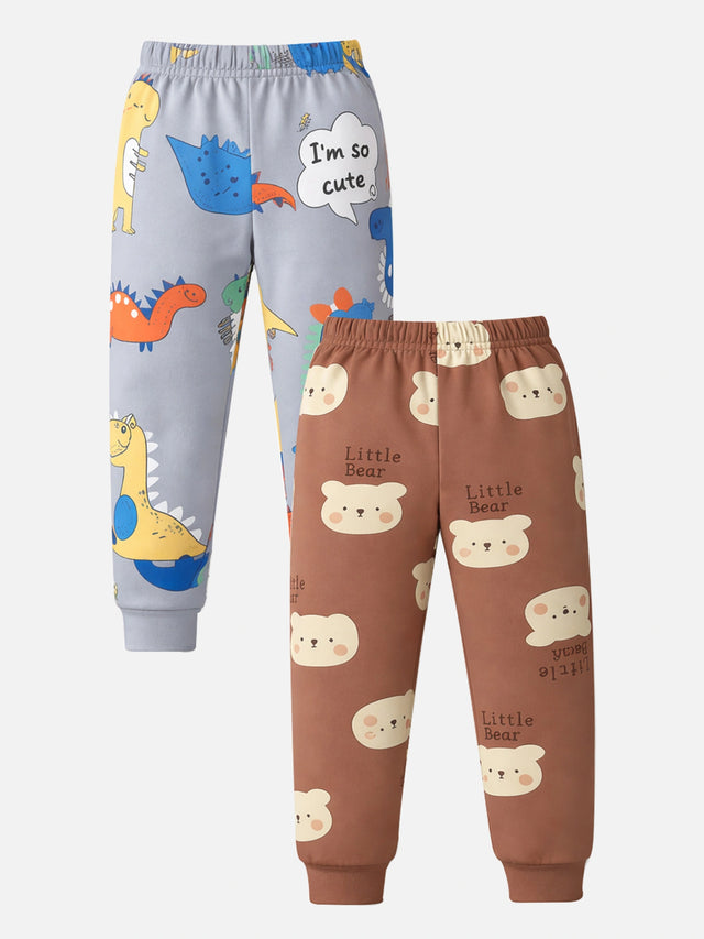 Baby Boys Self Design Pyjama with Inner Elastic for Regular Wear, Easy Movement and Comfort - Pack of 2
