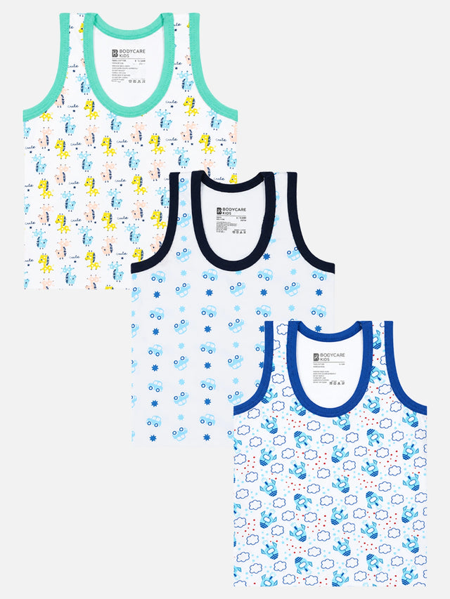 Boys Round Neck Sleeveless Vest Innerwear for Comfortable Daily Wear, Easy Movement and Wardrobe Essentials - Pack of 3