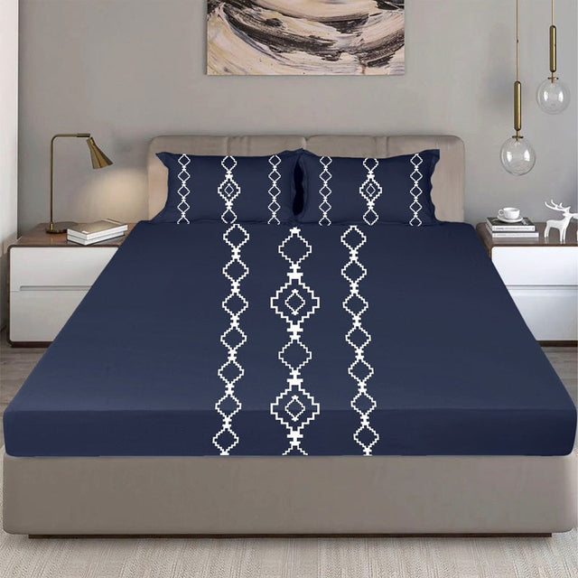 King Size Cotton Bedsheet Burgundy Geometric - Bodycare