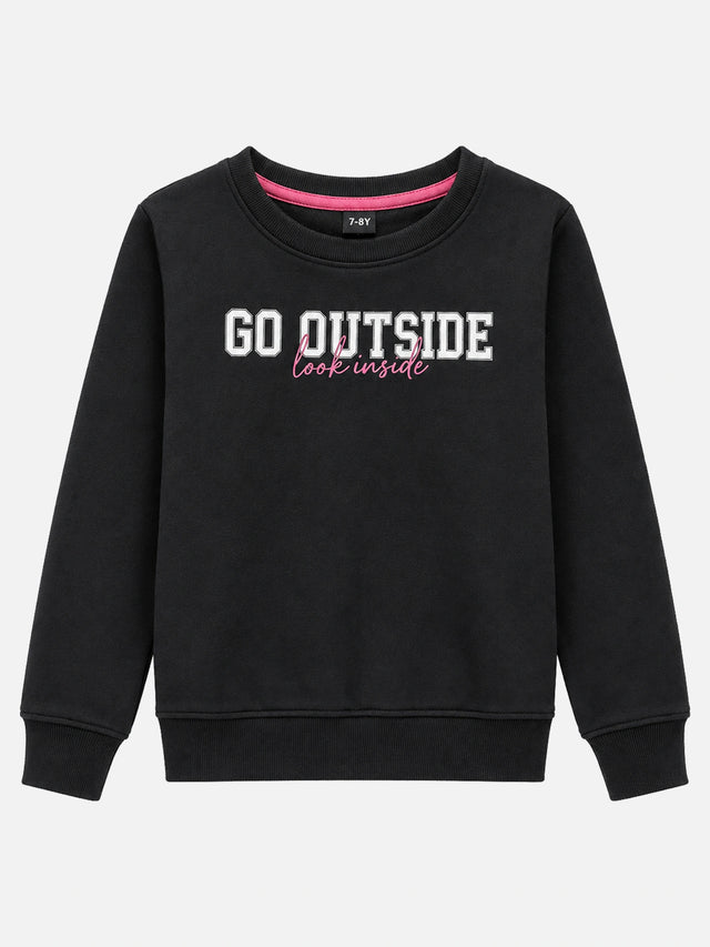 Girls Round Neck Full Sleeves Sweatshirt with Clean Casual Styling for Everyday Comfort and Cool-Weather Wear
