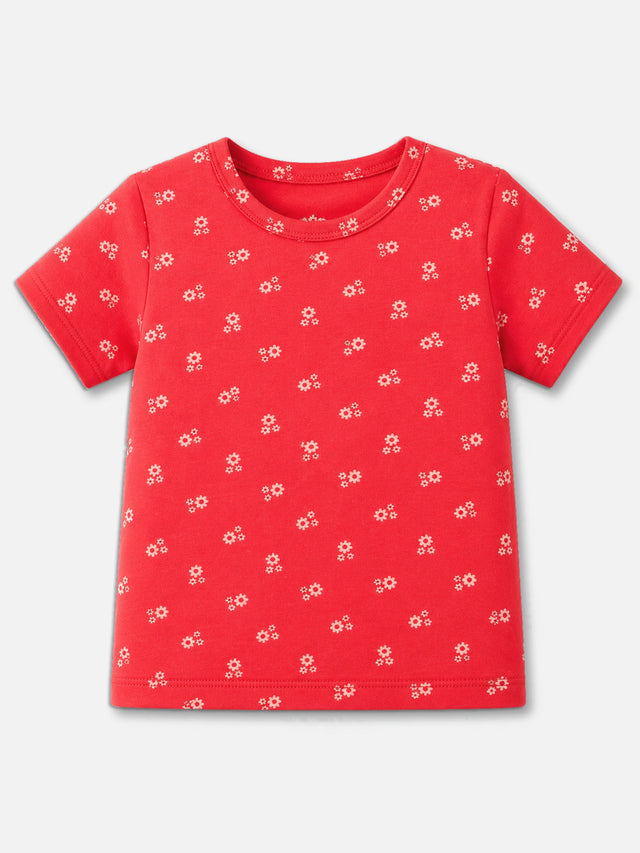 Girls Cotton Printed T-Shirt Round Neck Half Sleeves Casual Wear Top for School, Play and Everyday Outfits