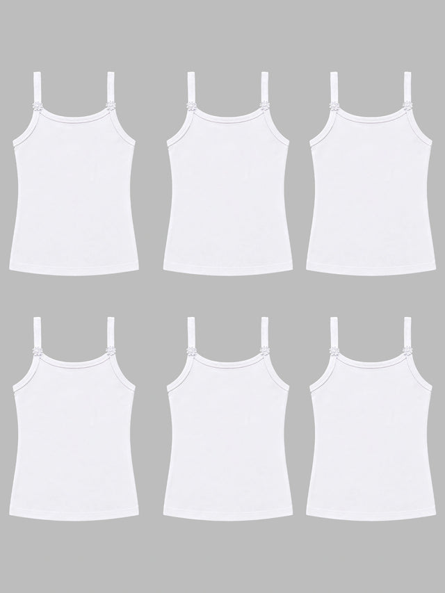 Girls Sleeveless Vest Camisole Design for Comfortable Everyday Innerwear Essentials and Regular Use - Pack of 6