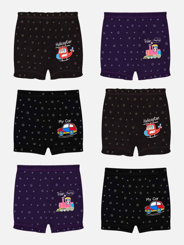 Unisex Printed 100% Cotton Bloomer with Comfortable Fit for Everyday Innerwear Essentials and Regular Use - Pack of 6