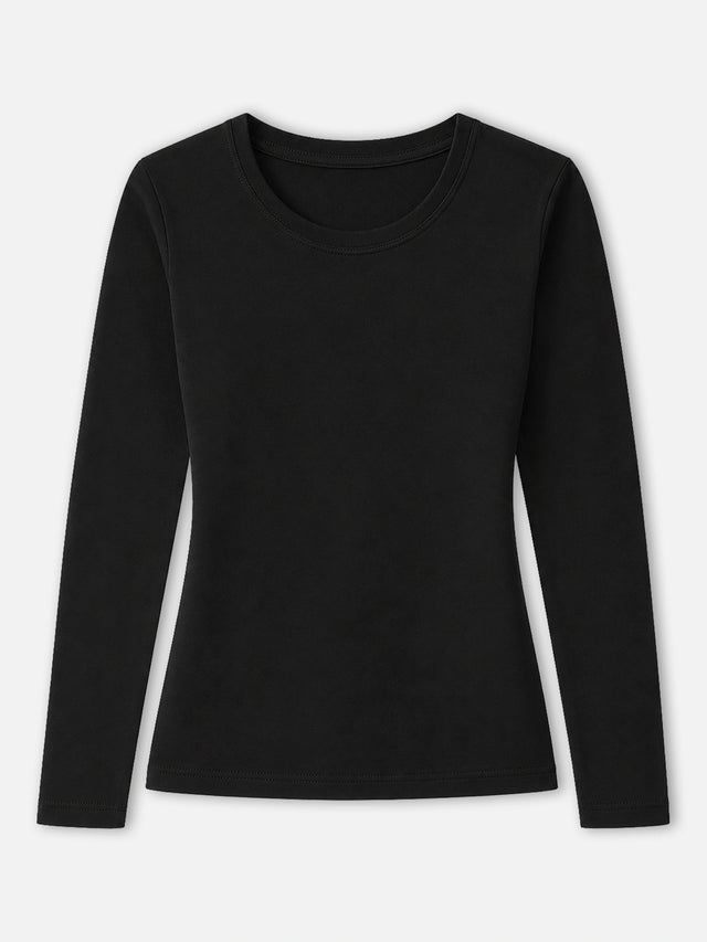 Women 100% Cotton Full Sleeves T-Shirt Round Neck with Regular Fit Solid Styling for Easy Everyday Layering
