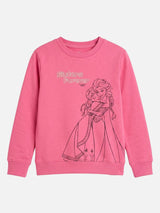 Girls Full Sleeves Princess Printed Sweatshirt with Round Neck for Everyday Casual Wear and Easy Comfort