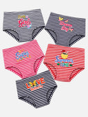 Striped girls' innerwear multipack with colorful prints and positive phrases