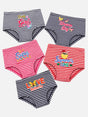Striped girls' innerwear multipack with colorful prints and positive phrases