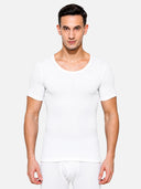 Men Antibacterial Thermal Top with Round Neck and Half Sleeves for Winter Base Layering and Cold-Weather Comfort