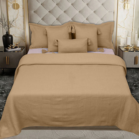 BodyComfy 100% Cotton Hosiery King-Size Fitted Bedcover – Checkered Block Texture