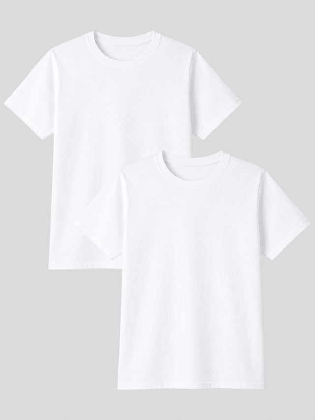 Boys Solid Round Neck Half Sleeves T-Shirt for Casual Wear, Easy Movement and Regular Wardrobe Use - Pack of 2