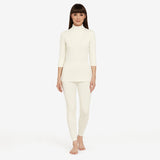 Ayaki Bodycare Women Thermal Top High Neck Full Sleeves Solid - Off White
