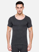 Men Antibacterial Thermal Top with Round Neck and Half Sleeves for Winter Base Layering and Cold-Weather Comfort