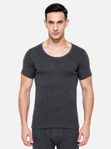 Men Antibacterial Thermal Top with Round Neck and Half Sleeves for Winter Base Layering and Cold-Weather Comfort