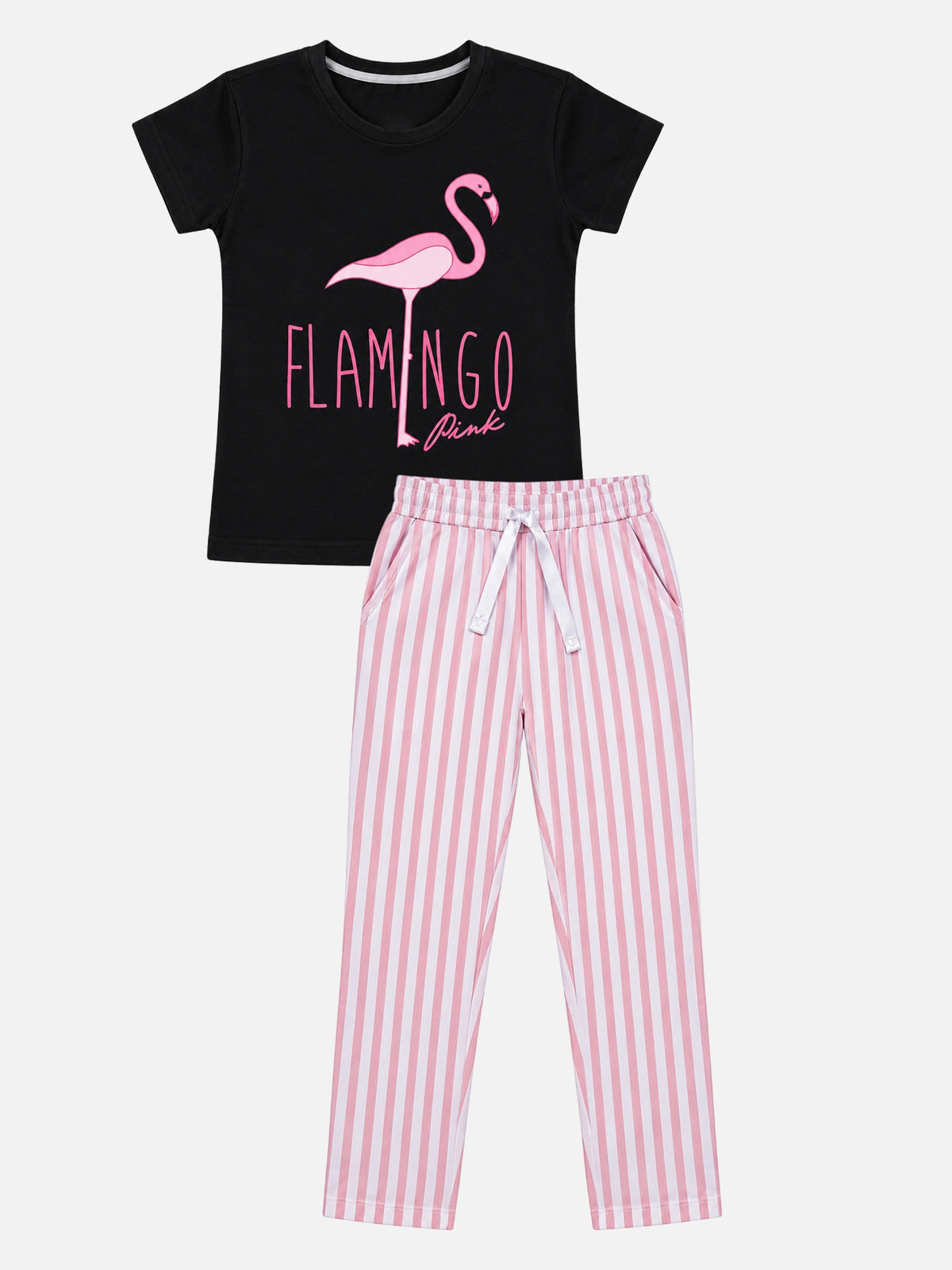 Girls Cotton Printed T-Shirt and Pajami Night Suit Set for Comfortable Sleepwear, Lounge Wear and Regular Nightwear Use