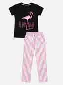 Girls Cotton Printed T-Shirt and Pajami Night Suit Set for Comfortable Sleepwear, Lounge Wear and Regular Nightwear Use