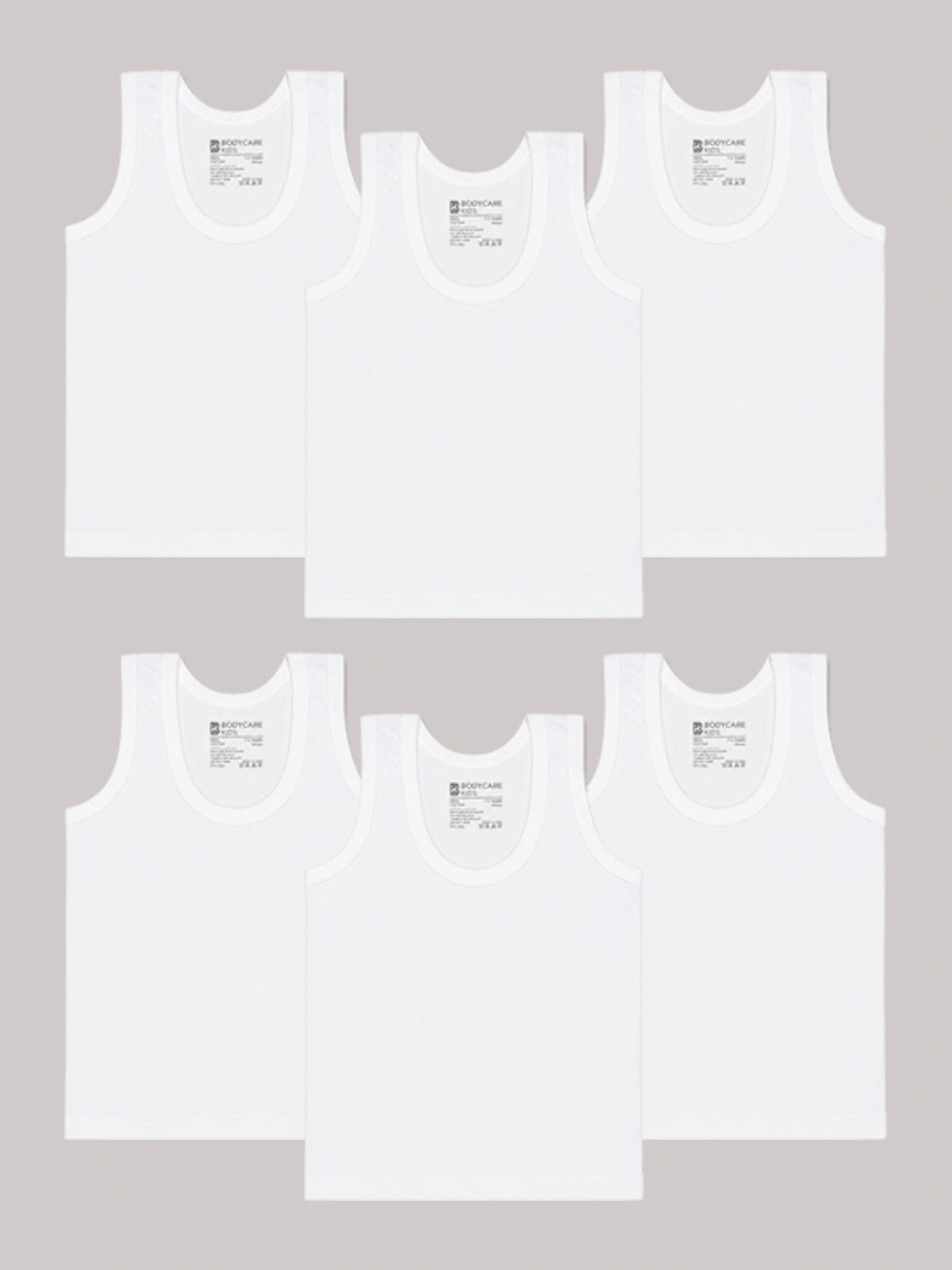 Baby Boys 100% Cotton Round Neck Sleeveless Innerwear Vest for Everyday Comfort and Regular Use - Pack of 6