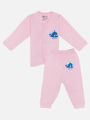 Baby Cotton Rich Front Open Full Sleeves Pajami Suit