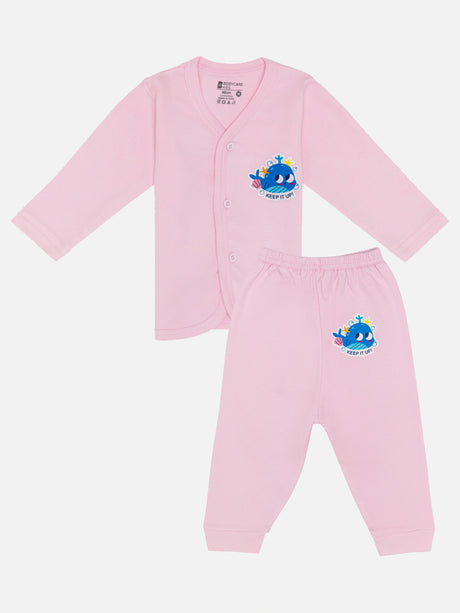 Baby Cotton Rich Front Open Full Sleeves Pajami Suit