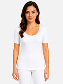 Women Antibacterial Thermal Top with Round Neck and Half Sleeves for Winter Layering and Cold-Weather Comfort - Pack of 1