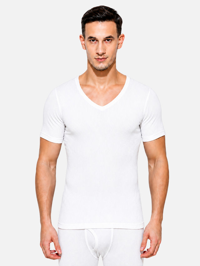Men Antibacterial Thermal Top with V Neck and Half Sleeves for Winter Base Layering and Cold-Weather Comfort Essentials