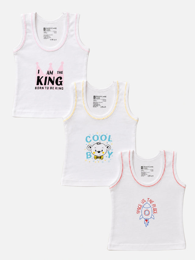 Baby Boys Round Neck Sleeveless Vest Innerwear for Comfortable Daily Wear, Easy Movement and Regular Use - Pack of 3