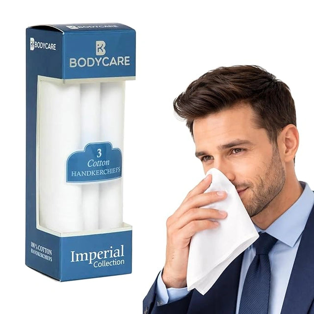 Men 100% Soft Cotton Handkerchief with Stylish Rumal Box Pack for Daily and Formal Use Essentials - Pack of 3