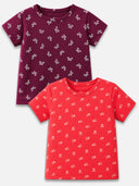 Girls 100% Cotton T-Shirt Round Neck Half Sleeves Pack of 2