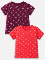 Girls 100% Cotton T-Shirt Round Neck Half Sleeves Pack of 2