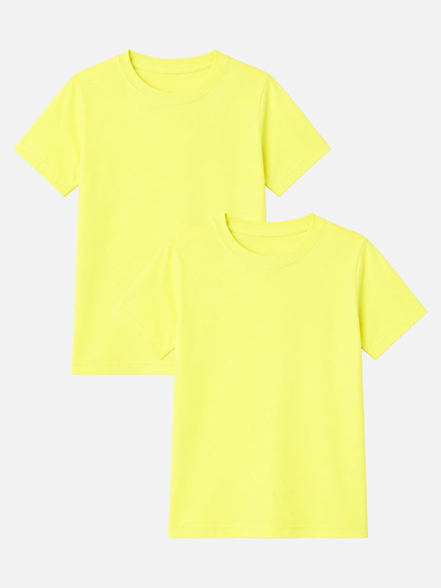 Boys Solid Round Neck Half Sleeves T-Shirt for Casual Wear, Easy Movement and Regular Wardrobe Use - Pack of 2