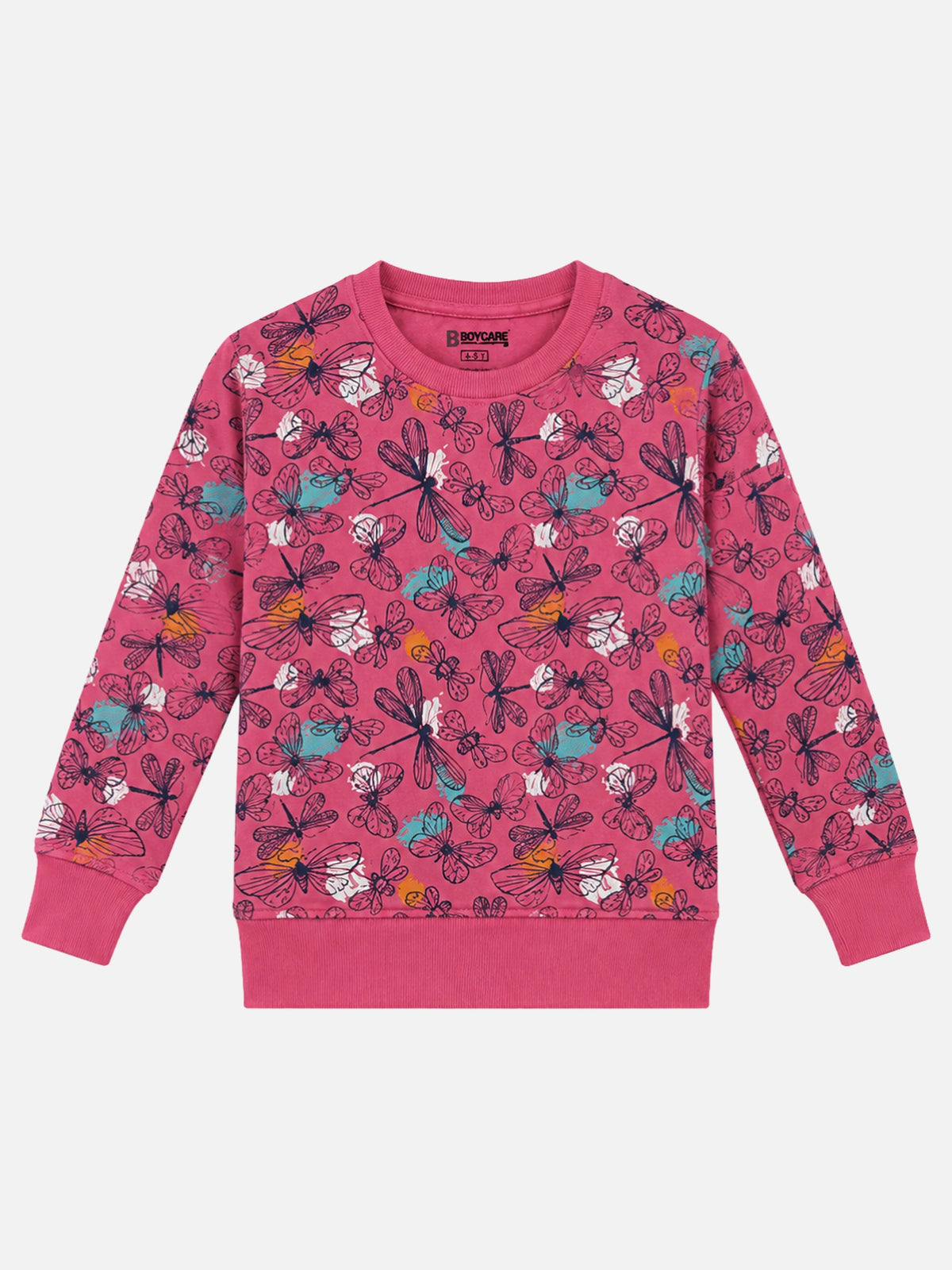 Girls Printed Round Neck Full Sleeve Sweatshirt for Casual Wear, Comfortable Coverage and Winter Wardrobe Use - Pack of 1