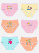 Baby Girls Cotton Printed Panty with Top Elastic Waistband for Comfortable Innerwear Essentials - Pack of 6