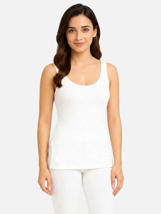 Women Cotton Antibacterial Sleeveless Thermal Top with Round Neck Regular Fit for Winter Layering Comfort - Pack of 1