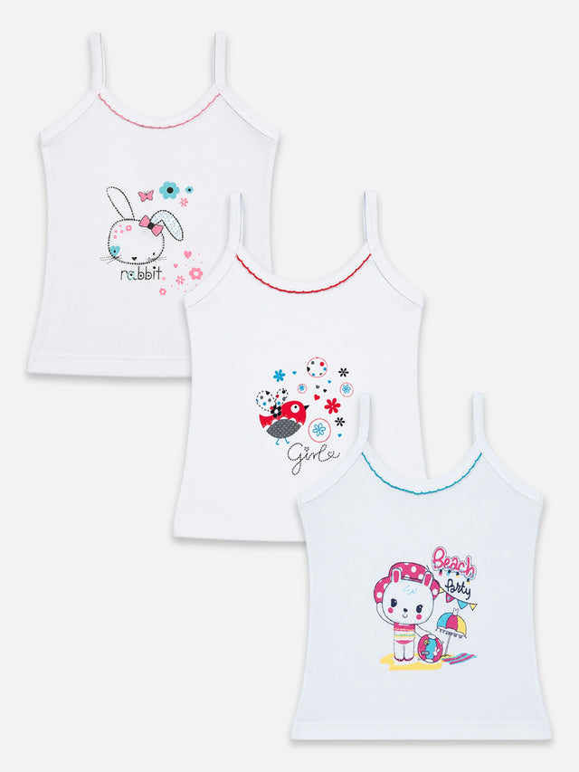 Baby Girls Vest Camisole Sleeveless Innerwear for Easy Wear, Daily Comfort and Wardrobe Essentials - Pack of 3