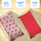 Bodycomfy 100% Cotton Hosiery Fitted Cot Sheet Pack of 2 - Disney Print and Hot Pink